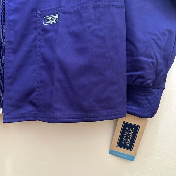 Cherokee Workwear Zip Up Scrub Jacket With Pockets Purple Grape Medium - Picture 4 of 5